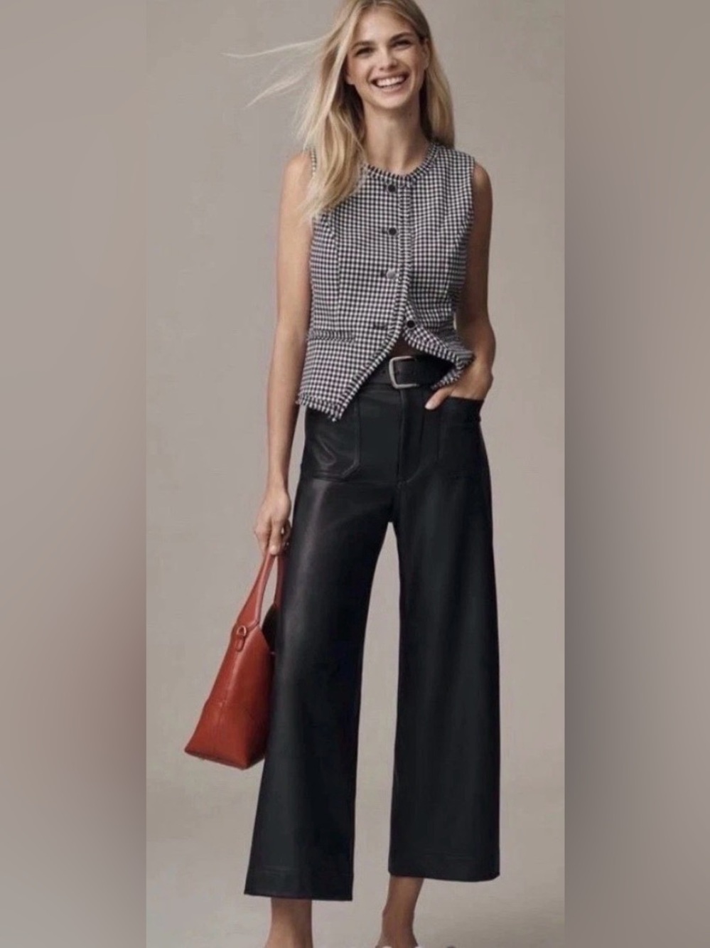 Maeve Anthropologie The Colette Black Faux Leather Wide Leg Pants 28